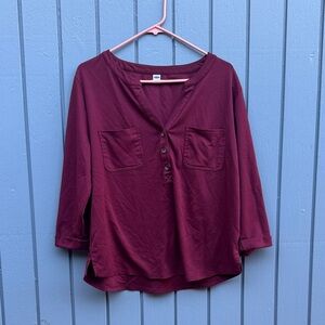 Old Navy Maroon Button-Front Blouse
